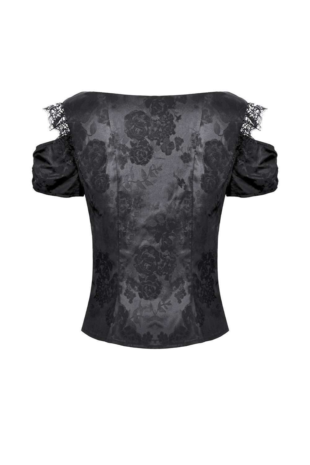 fitted womens romantic goth top with floral detail