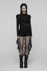 vampire goth shorts with ruffled mesh lace skirt