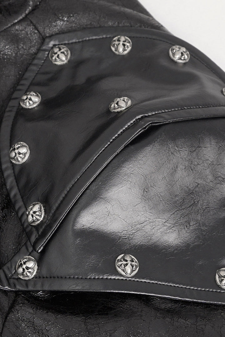 mens black vegan leather trench coat