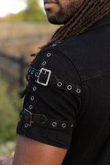 VampireFreaks black reaper shirt with eyelet accents for gothic streetwear dark grunge style and rebellious punk outfits