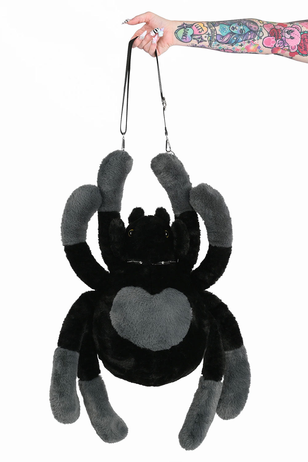 My Violet black spider backpack for edgy Y2K goth fashion punk outfits and grunge inspired looks