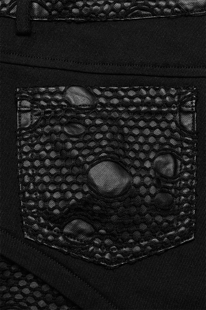 grunge goth distressed shredded patchwork fishnet womens baggy ripped pants with pockets