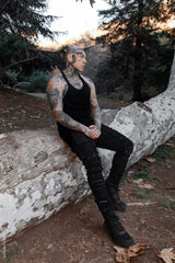 mens slim fit studded punk pants