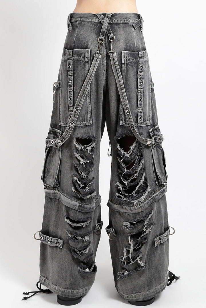 womens shredded grunge gothic baggy jeans