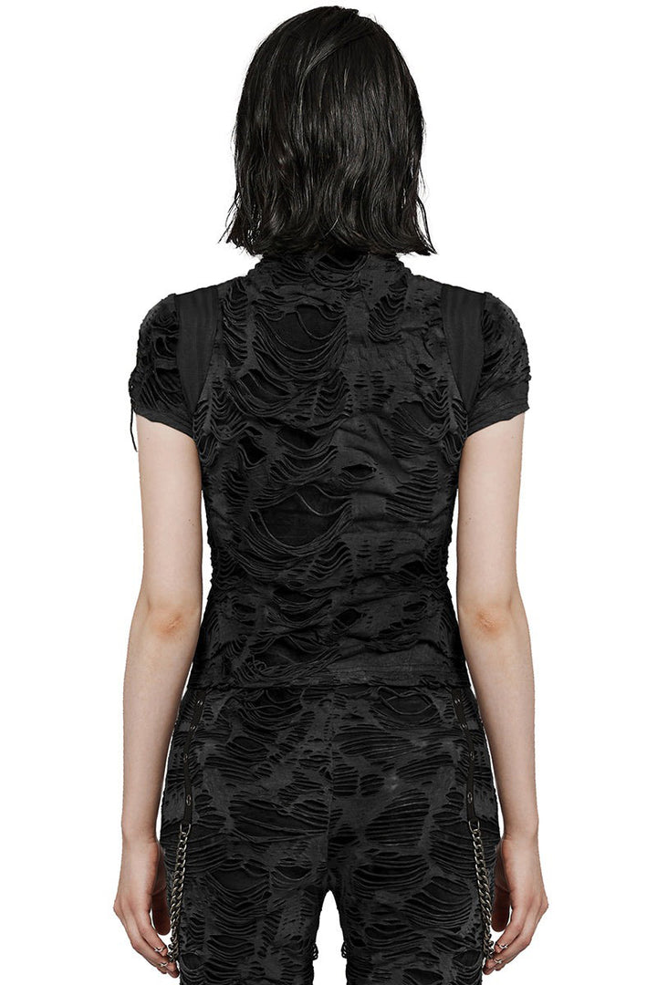 black shredded post-apocalyptic shirt