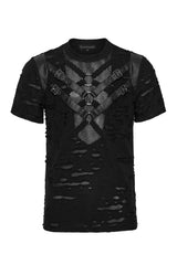 mens short sleeve gothic tshirt with straps and o-rings by punk rave