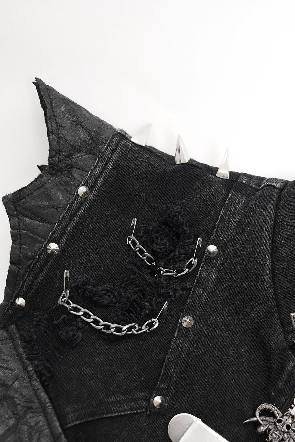 mens distressed or-ing punk rock studded top 