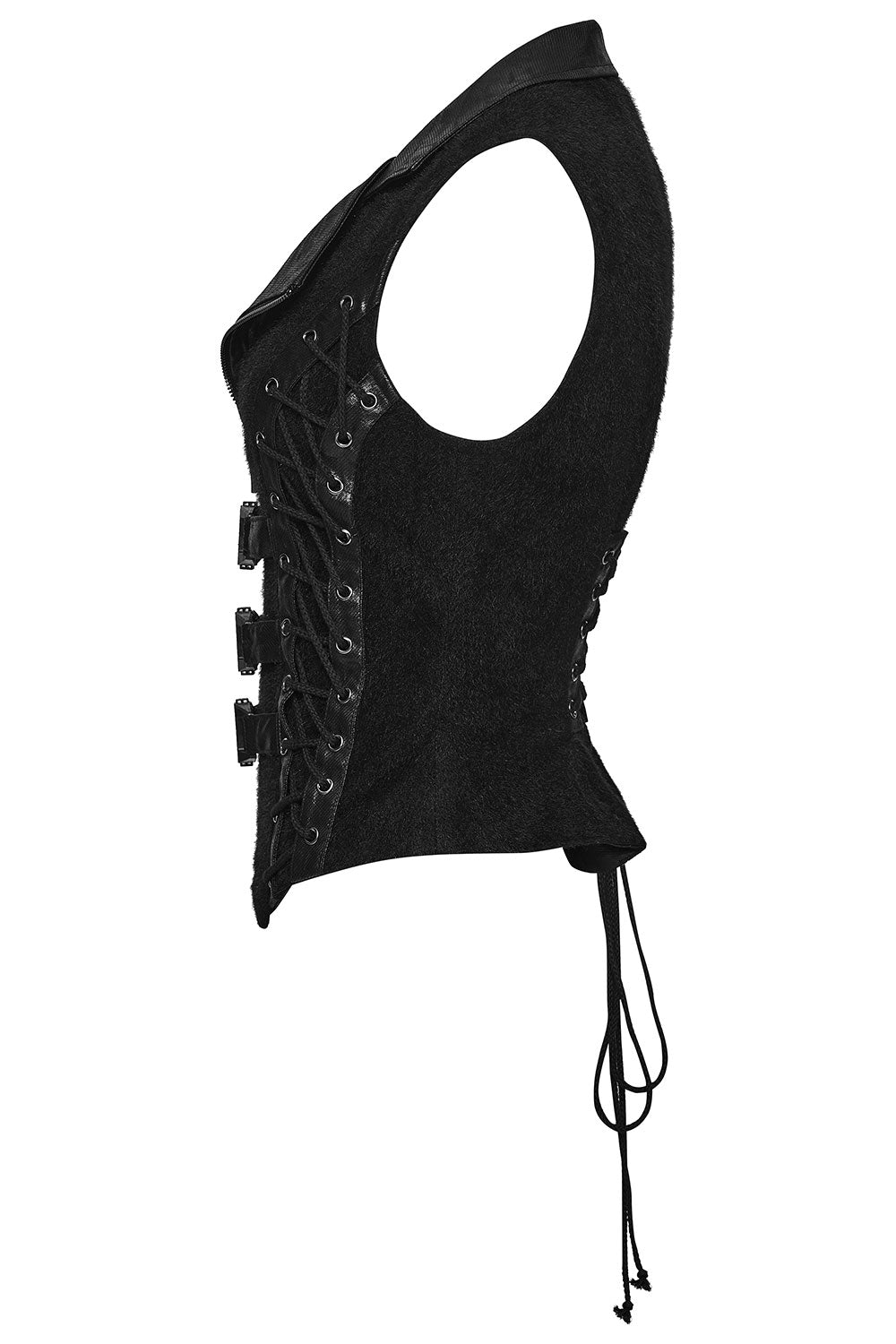 goth grunge womens black corset style vest with buckles