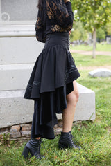 VampireFreaks Fablebloom black corset waist high low hem asymmetrical goth skirt