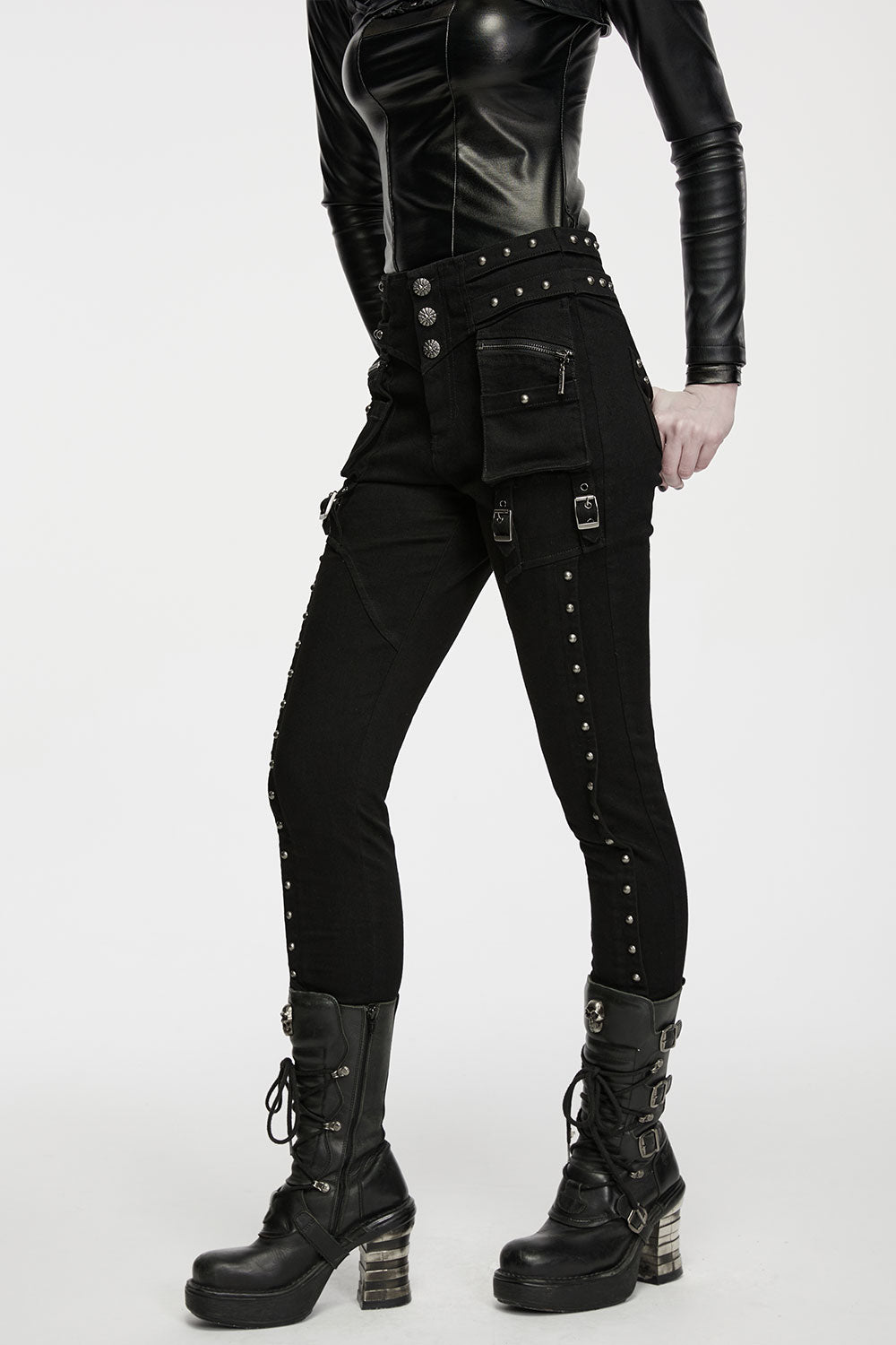 punk fitted black pants for women from Punk Rave