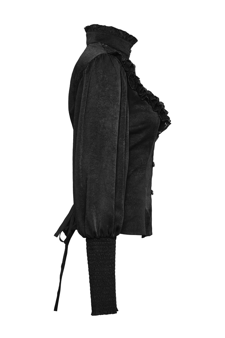 ruffled collar long sleeve floral lace gothic blouse