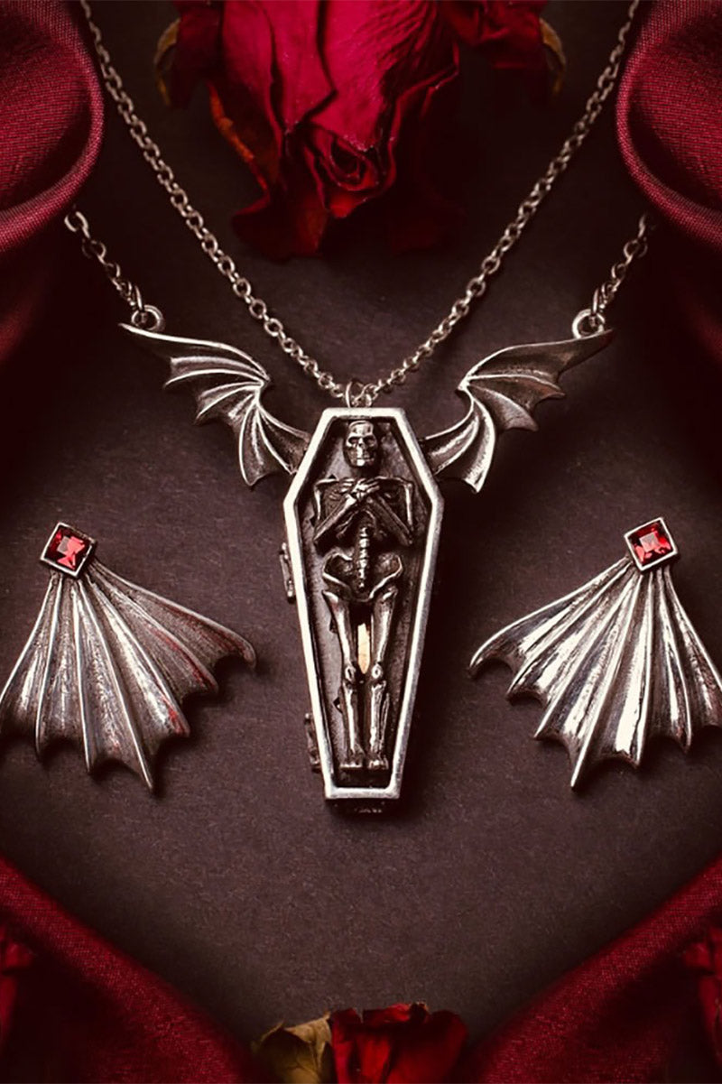 goth bat earrings by alchemy