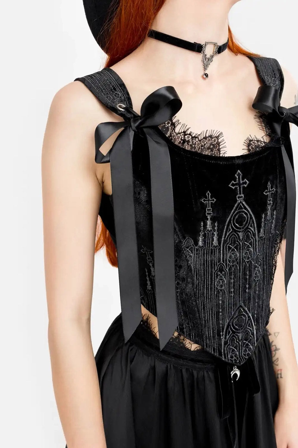 romantic lace embroidered gothic cathedral corset