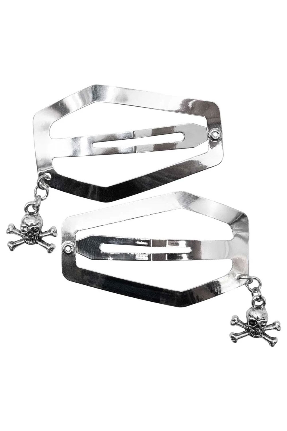 Coffin Snap Clip Silver Skull Charm from Kreepsville