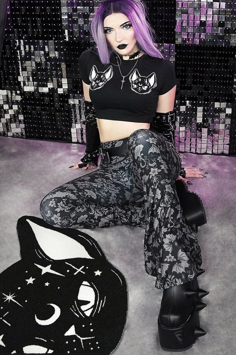 Victorian Damask Bat Hellz Bellz Bell Bottoms