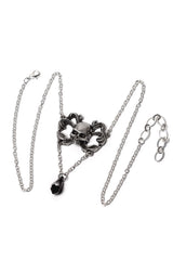 fine english pewter gothic skull necklace by alchemy england  with crystal 