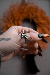 forest witch silver spider ring