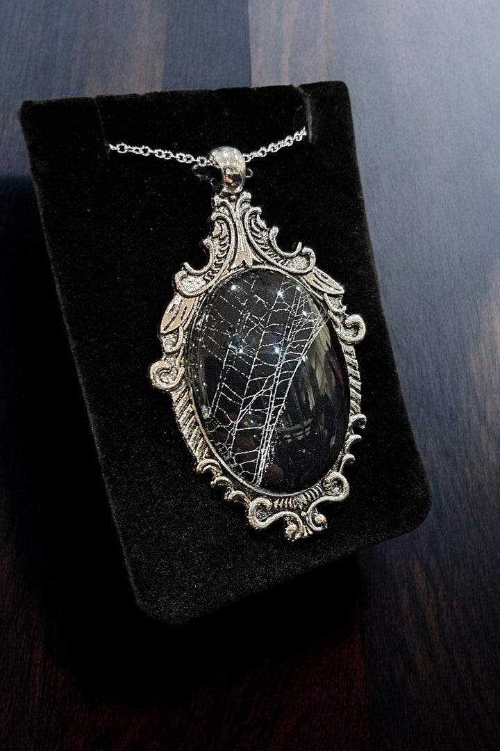 real preserved spiderweb baroque gothic necklace 