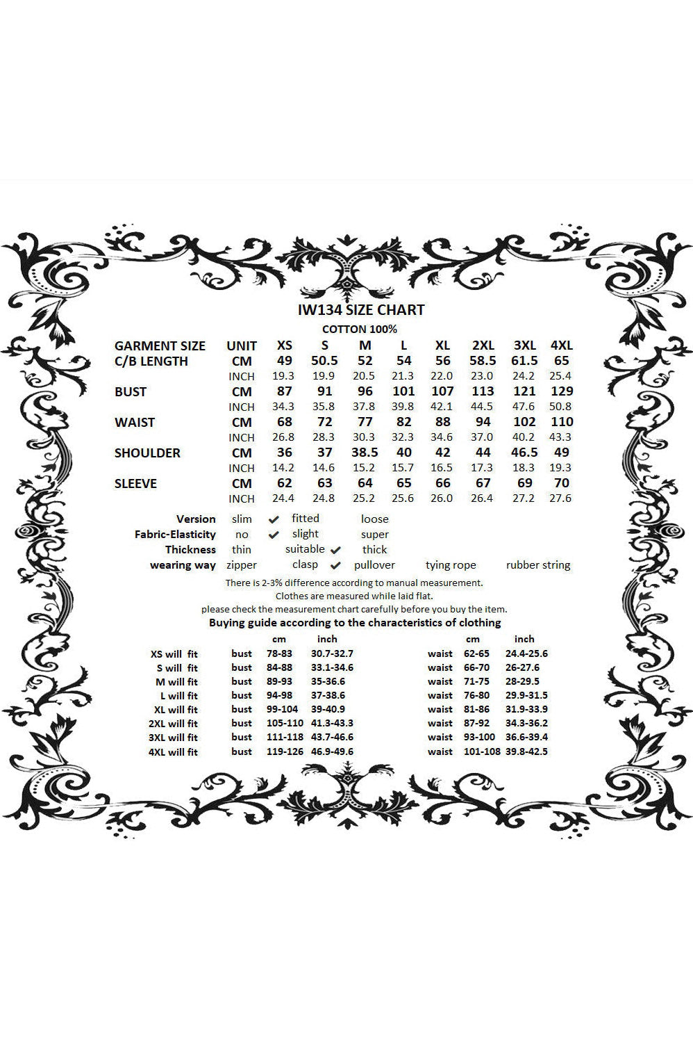 size chart