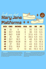 platform skull shoes size chart