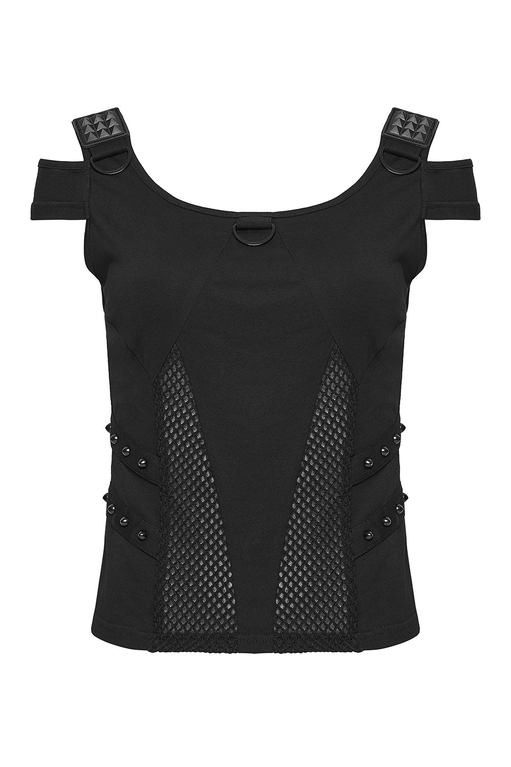 womens cold-shoulder short sleeve Gothic cotton t-shirt