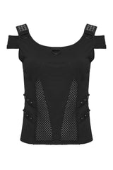 womens cold-shoulder short sleeve Gothic cotton t-shirt