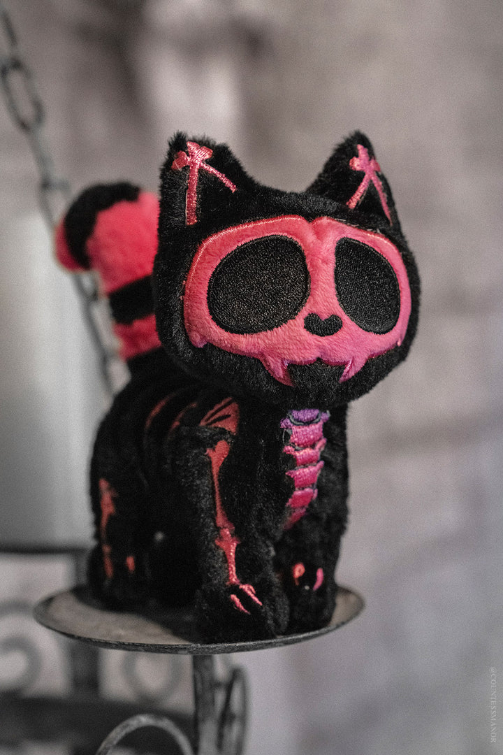 pink and black pastel goth cat keychain