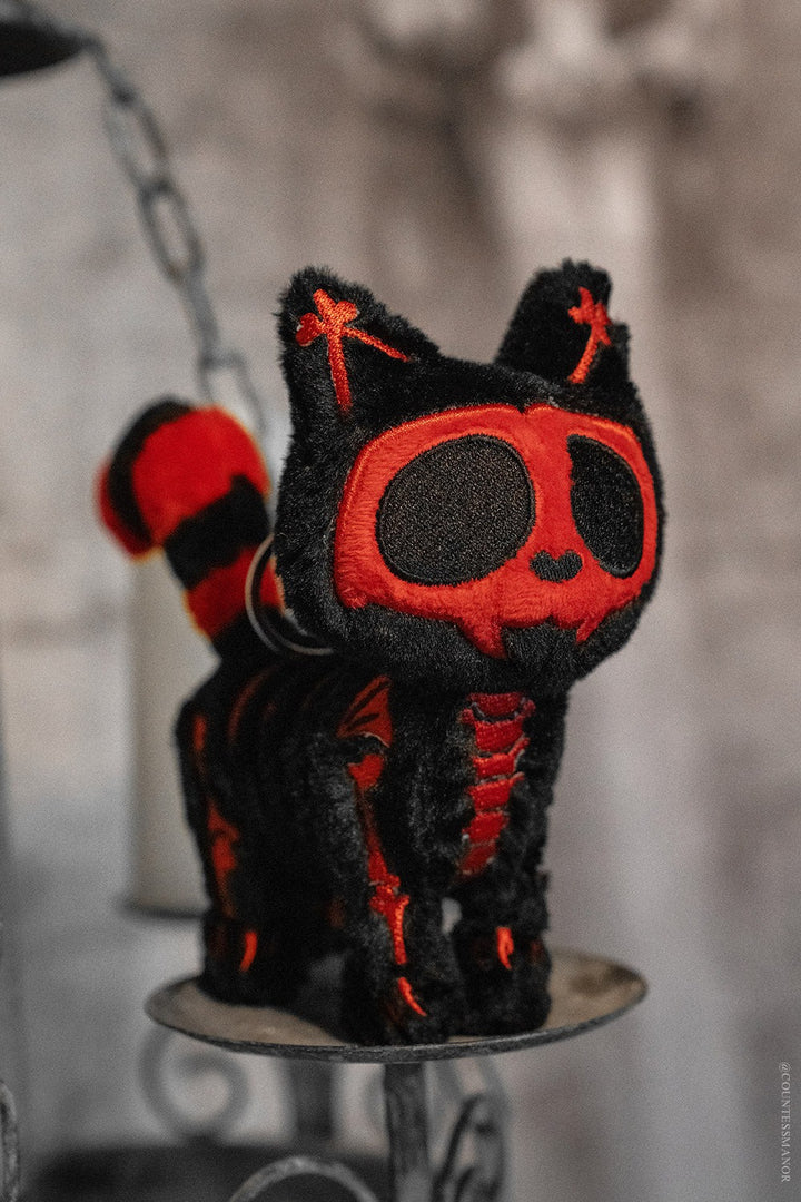 gothic kitty cat plush keychain 