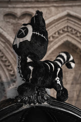 gothic embroidered frankenstein stitched cat plush