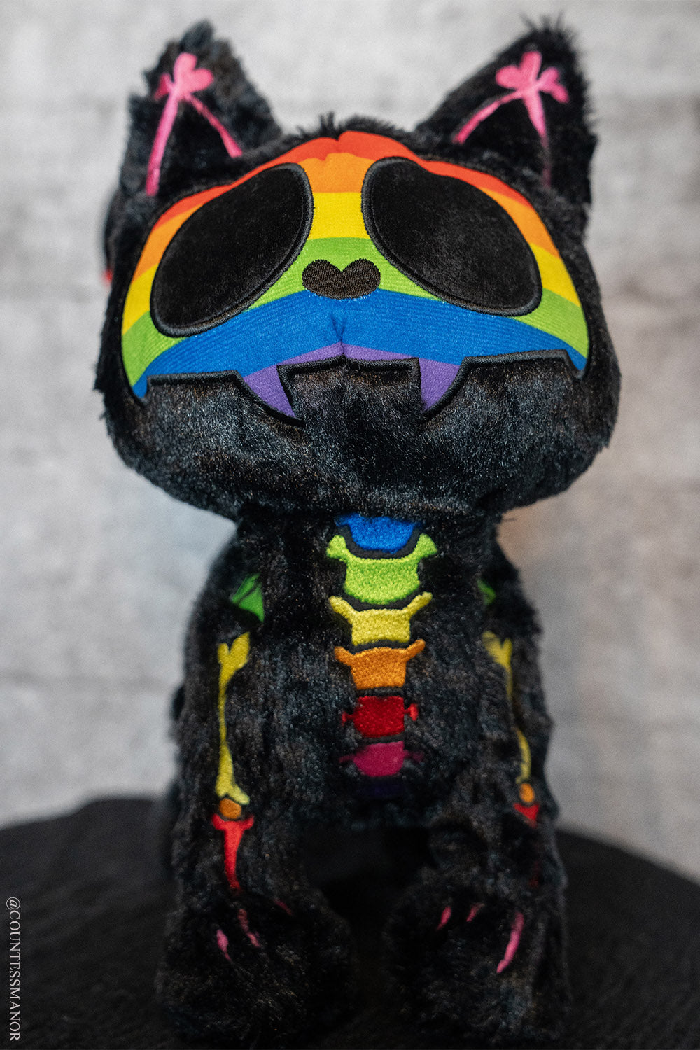 pride month black cat alternative goth plushie toy 