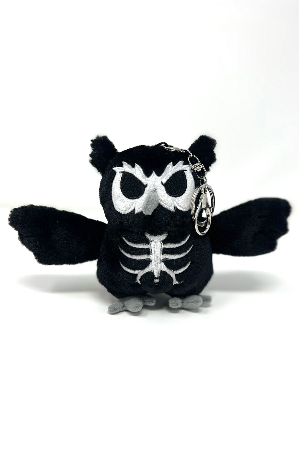embroidered dia de los muertos owl keychain