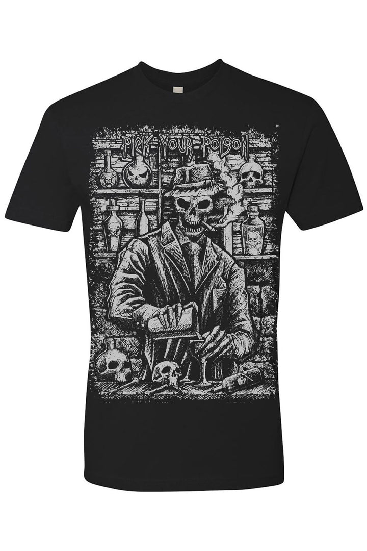 mens smoking skeleton graphic t-shirt