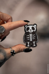 skeleton bear enamel pin