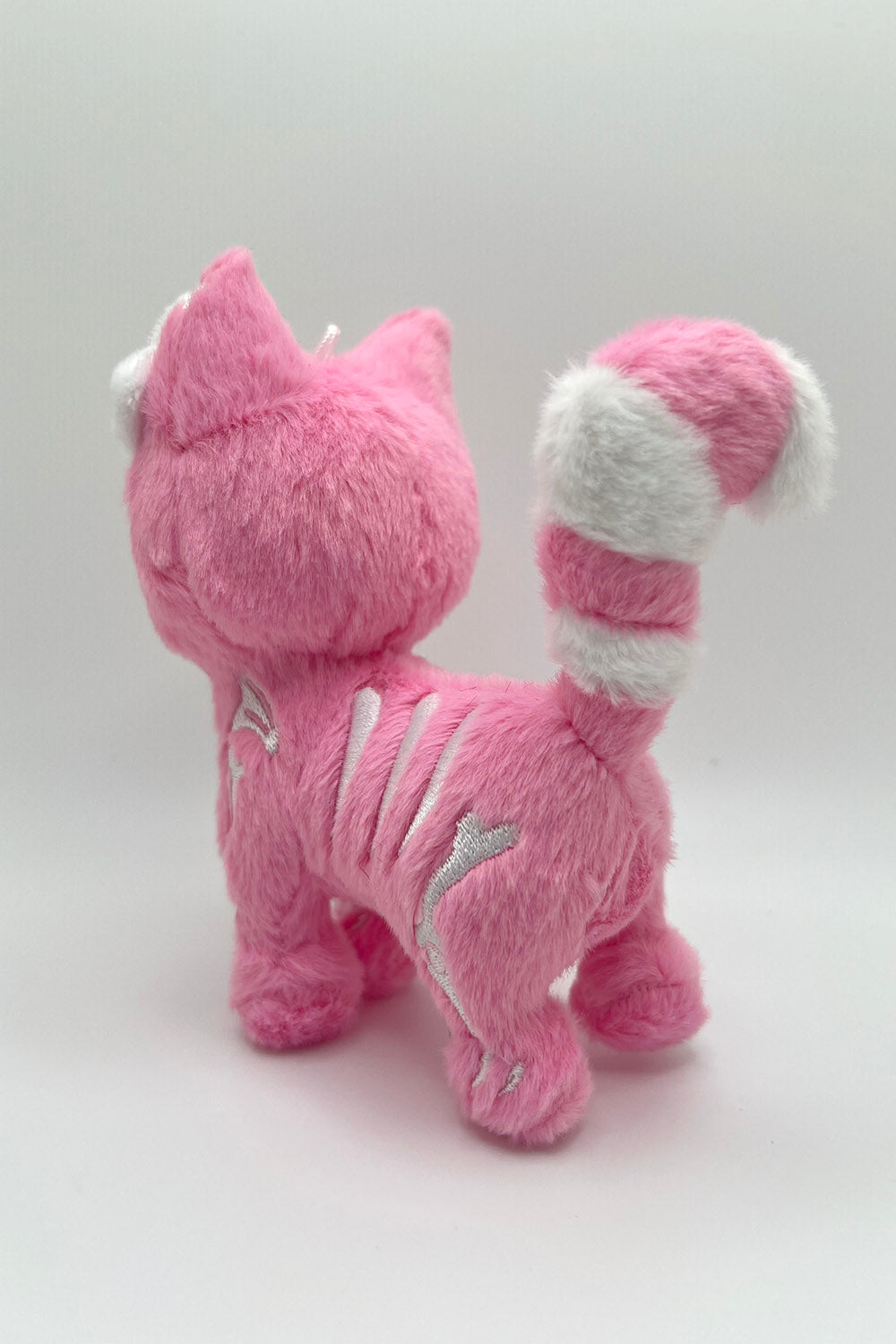 goth cat plush with bow keychain 