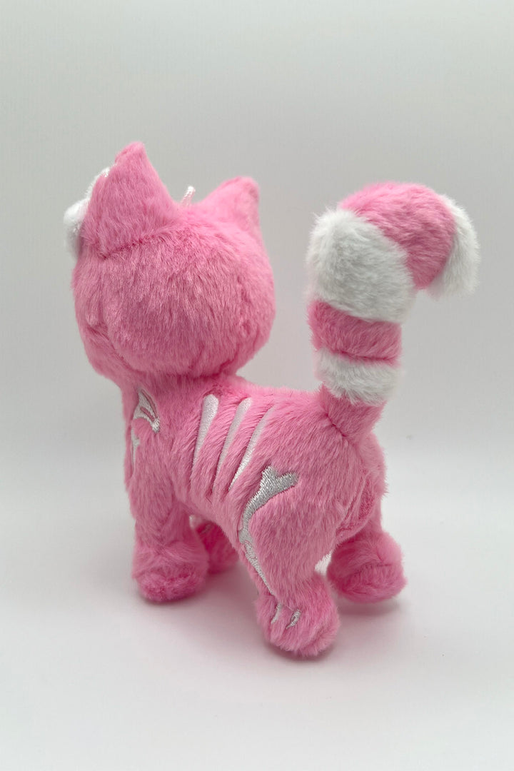 goth cat plush with bow keychain 