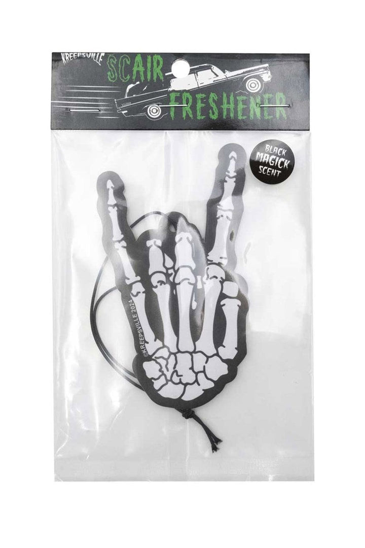 punk rock on skeleton hand air freshener 