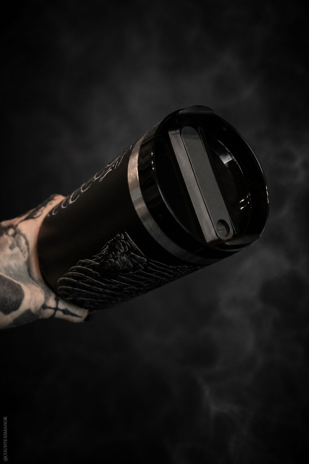 VampireFreaks drinkware tumbler with bleeding heart skeleton graphic