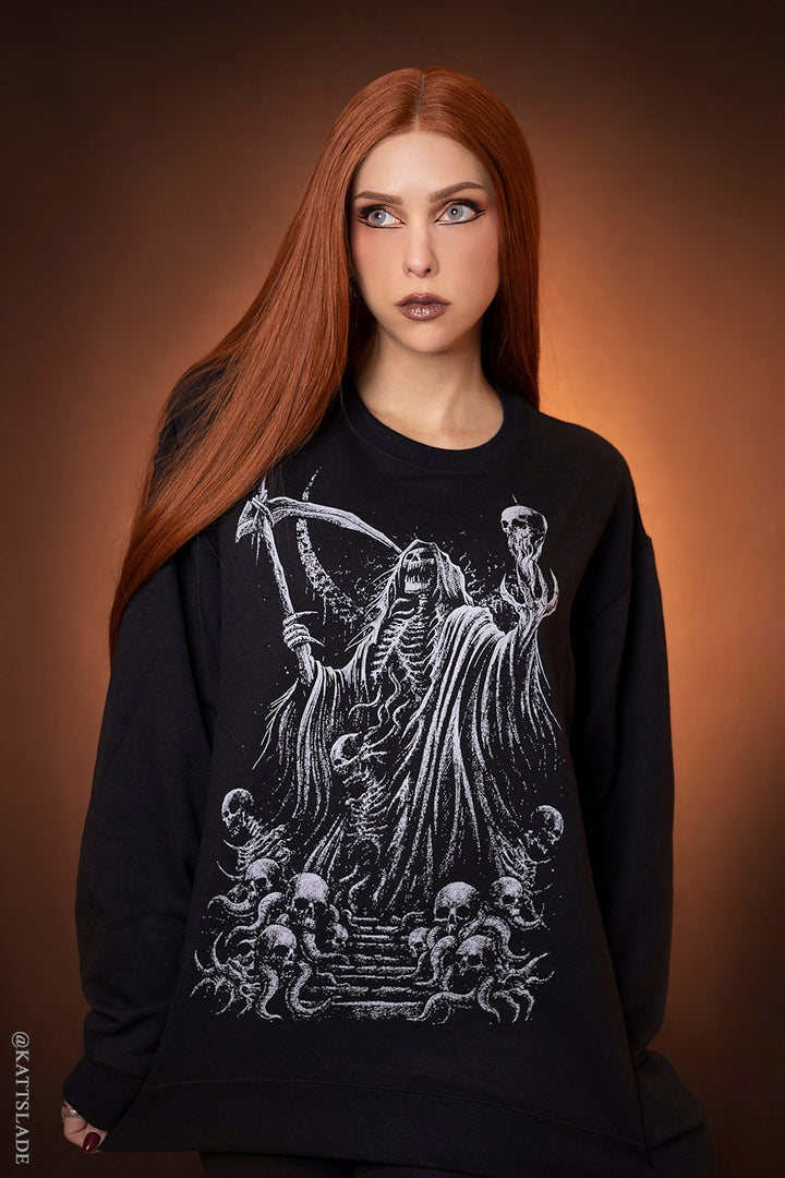 womens black heavy metal sweatshirt made of cotton