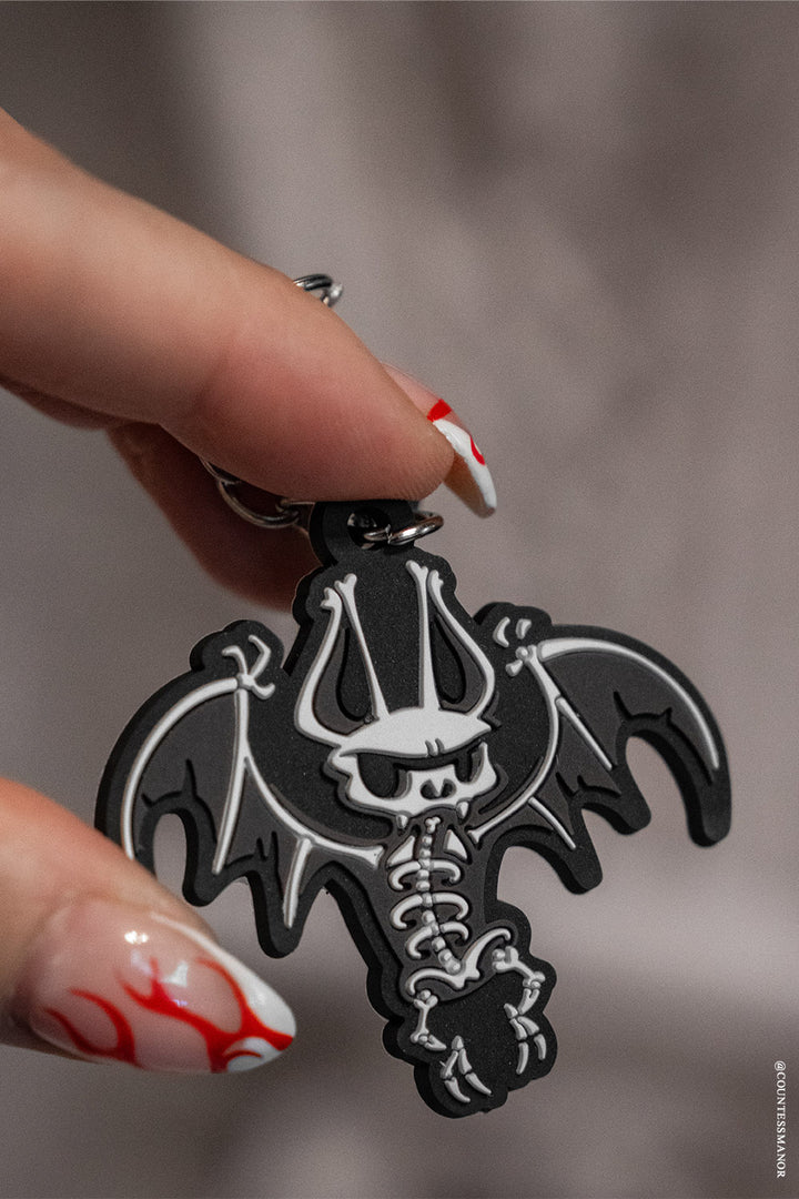 gothic bat creepy cute keychain made of rubber