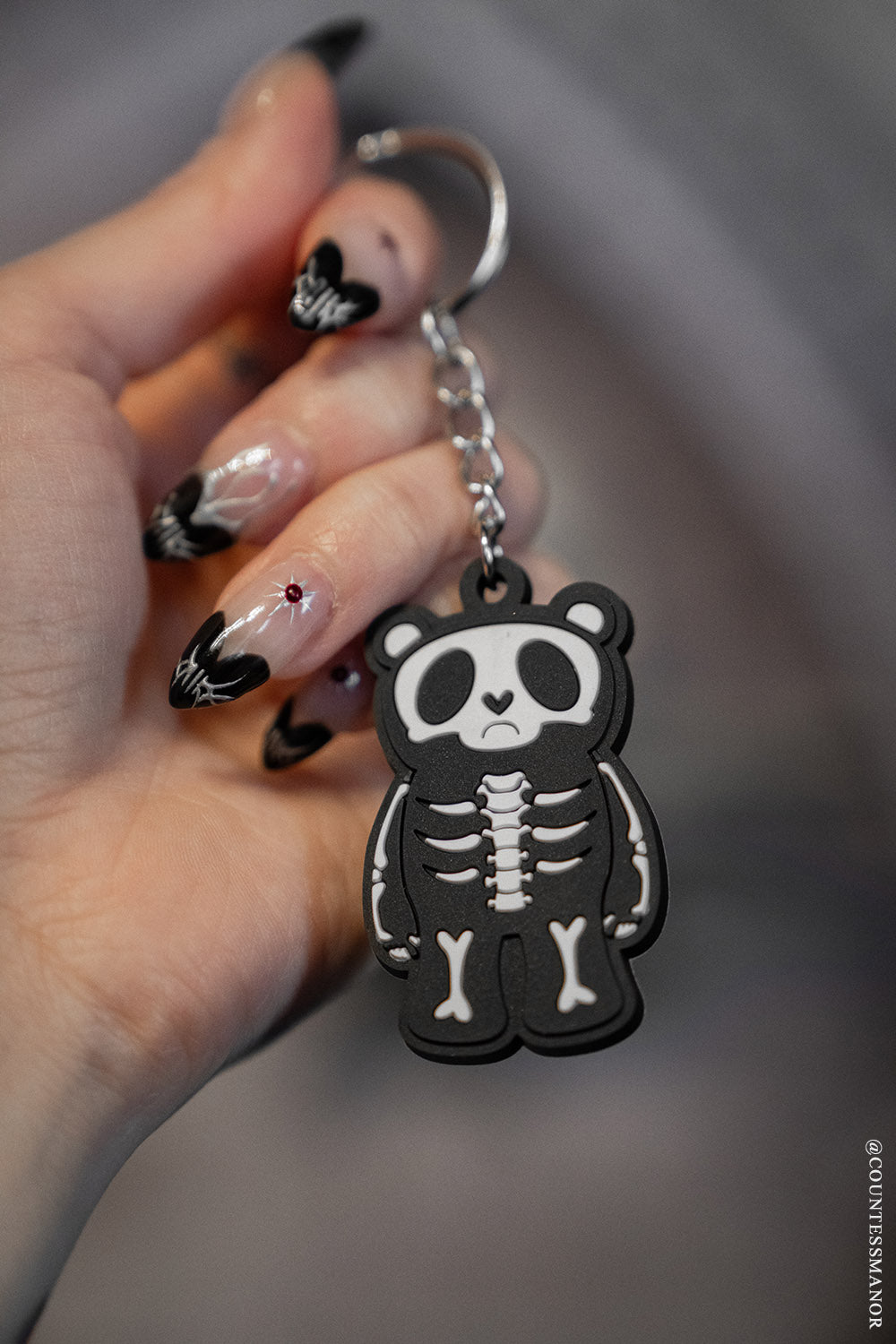 skeleton teddy bear keyring keychain