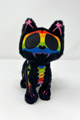 rainbow skeleton cat plush keychain