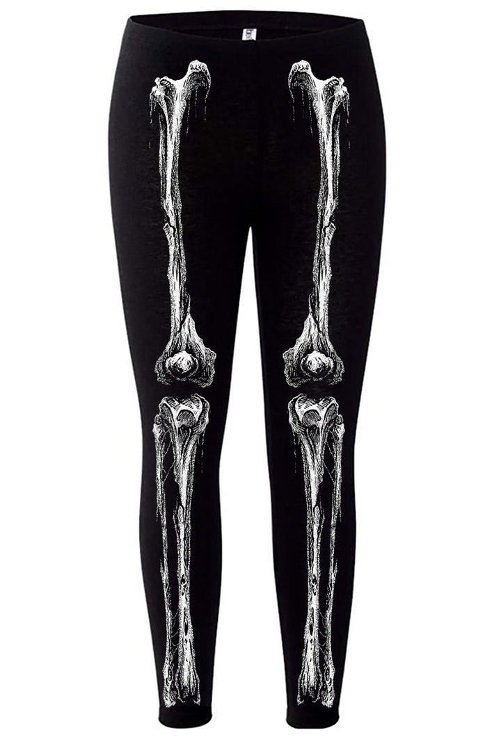 womens black gothic skeleton leggings