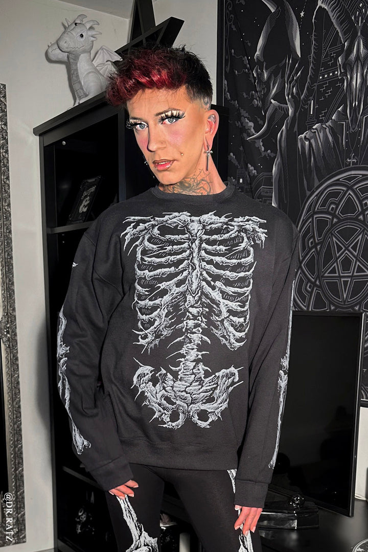 distressed skeleton sweatshirt