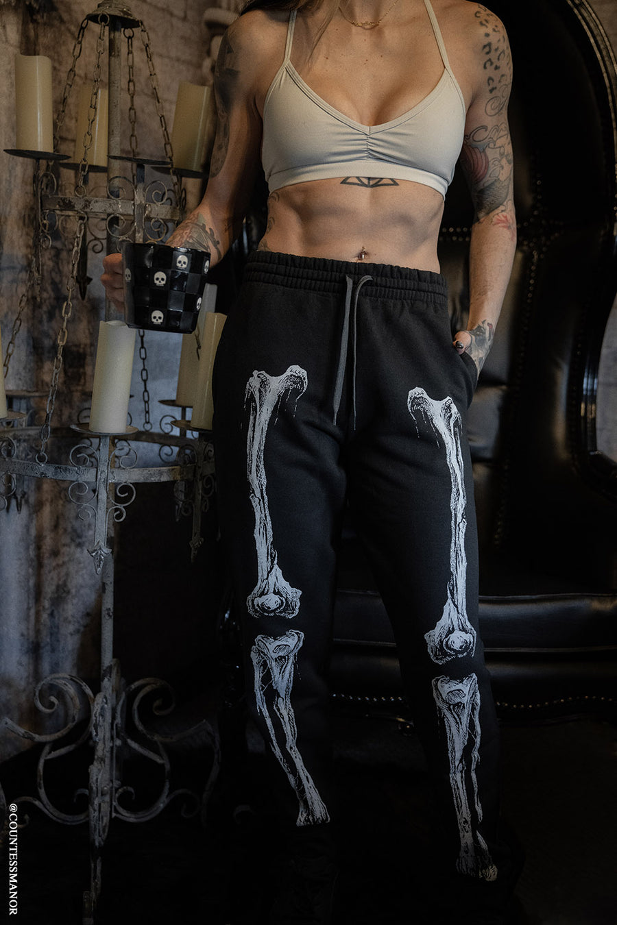 distressed bone jogger sweatpants