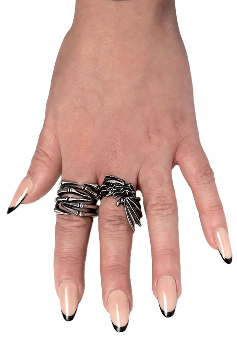pewter silver skeleton hand ring by alchemy england 