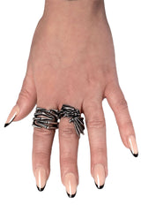 pewter silver skeleton hand ring by alchemy england 