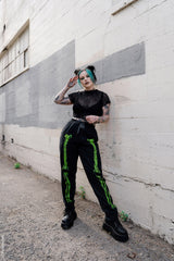 gothic black and green skeleton sweatpants