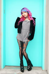 womens black fishnet halloween skeleton bone tights