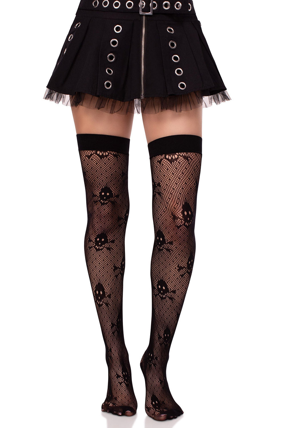 gothic skull and crossbones thigh highs