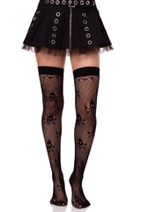 gothic skull and crossbones thigh highs